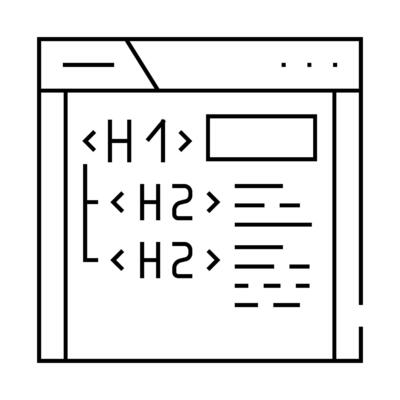 header tags h1 h2 seo line icon illustration