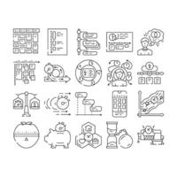 time management schedule task icons set vector