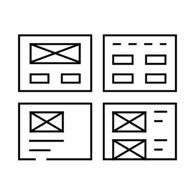 wireframe ux ui design line icon illustration