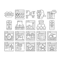 seo search website web internet icons set vector