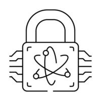 cryptography quantum technology line icon illustration vector