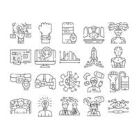 tech enthusiast reality virtual icons set vector