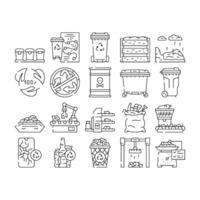 waste sorting garbage plastic icons set vector