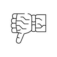 thumb down robot hand gesture line icon illustration vector