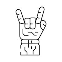 rock and roll robot hand gesture line icon illustration vector