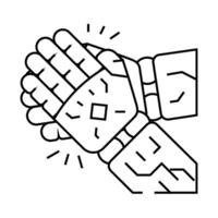 clap applause robot hand gesture line icon illustration vector
