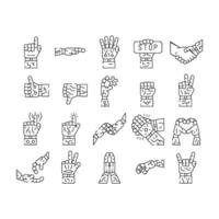 hand robot technology icons set vector
