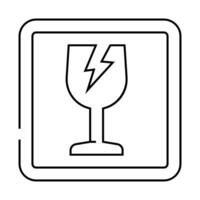 fragile product label warning line icon illustration vector