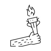 hand holding torch progress line icon illustration vector