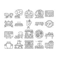 autumn spend time forest icons set vector