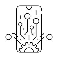 mobile technology business process line icon illustration vector