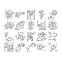 business process technology chart icons set vector