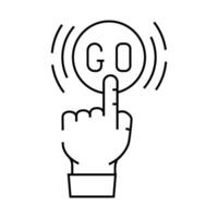 click and go app label product caution line icon illustration vector