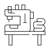 table with typewriter and fabrics line icon illustration vector