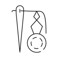 inserting thread in eyelet line icon illustration vector