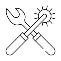 rasper and hole punch for eyelets and buttons line icon illustration vector