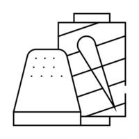 thimble with thread line icon illustration vector