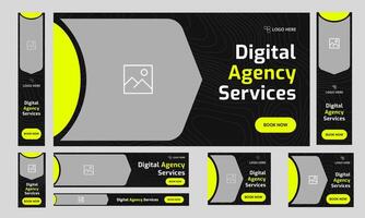 Web bundle digital agency services banner design, marketing agency web set banner template design, fully editable eps 10 file format vector