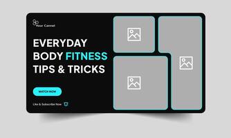 Editable thumbnail design yoga and body fitness tips and tricks cover banner design, customizable eps 10 file format vector