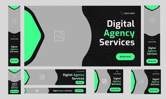 Fully customizable illustration digital agency web set banner design, digital marketing agency web bundle banner design, editable eps 10 file format vector