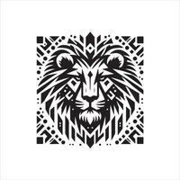Silhouette Art lion Wild Animal , white back tattoo style stencil print, impressive and visual sticker, white background vector