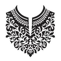 Stencil Art collar design for kameez , black and white, white background vector