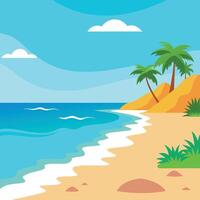 Summer template with sea beach and palm tree vector