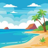 Summer template with sea beach and palm tree vector