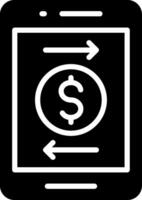 Mobile Monetizing Glyph Icon Design vector
