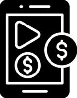 Multimedia Monetization Glyph Icon Design vector