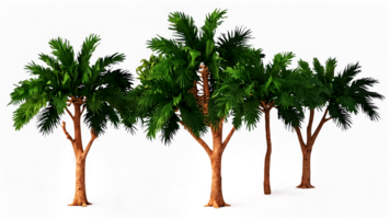 3D Jungle trees on isolated transparent background png