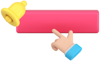 Subscribe button push business man hand ring bell internet alert web service click 3d icon png