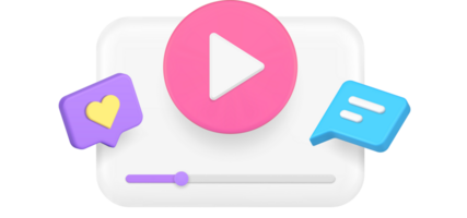 Multimedia content browse audio play button social media network app 3d icon realistic png