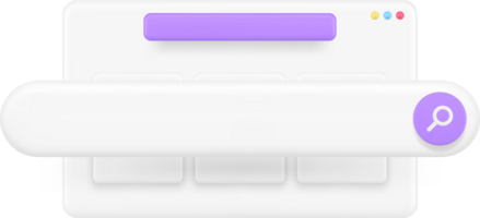Internet search bar field window browsing website information exploration 3d icon realistic png