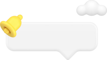 Internet alert notification quick tips empty bar speech bubble ring bell 3d icon realistic png