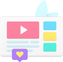 Media content internet browser player web entertainment social network 3d icon png