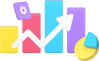 Business graph increase bar diagram up arrow success management data analyzing 3d icon png