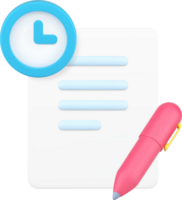 Time management paperwork deadline working efficient organization 3d icon realistic png