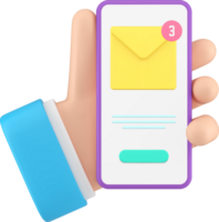 Newsletter incoming message email electronic mail notification smartphone application 3d icon png