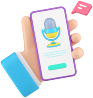 Voice message chat sound microphone online dialogue smartphone application realistic 3d icon png