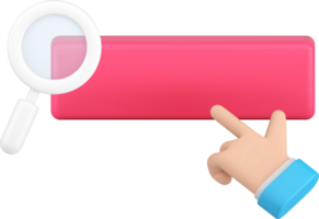 Internet search engine optimization information finding field bar click 3d icon realistic png