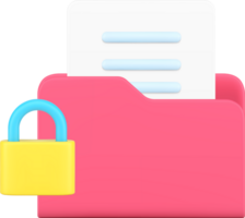 Document data folder archive storage protection business file organizing 3d icon realistic png