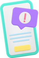 Smartphone error information warning quick tips important notification 3d icon realistic png