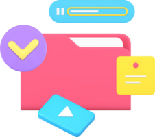 Cyberspace cloud computing data storage document folder multimedia content 3d icon realistic png