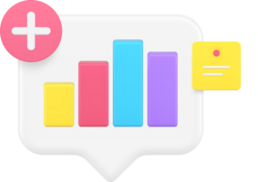 Bar diagram graph add quick tips management business analyzing 3d icon realistic illustration png