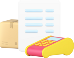 Online shopping cargo delivery invoice payment order purchase receipt 3d icon realistic png
