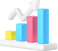 Data analyzing bar graph dynamic up arrow business statistic increase 3d icon realistic png