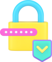 Data protection password identification access information security 3d icon realistic png