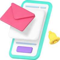 Electronic mail incoming message inbox mailbox sound alert smartphone application 3d icon png