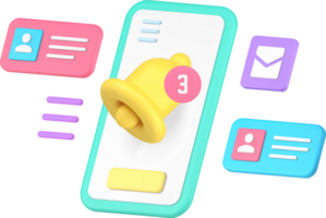Smartphone sound notification incoming message inbox mailbox email 3d icon realistic png